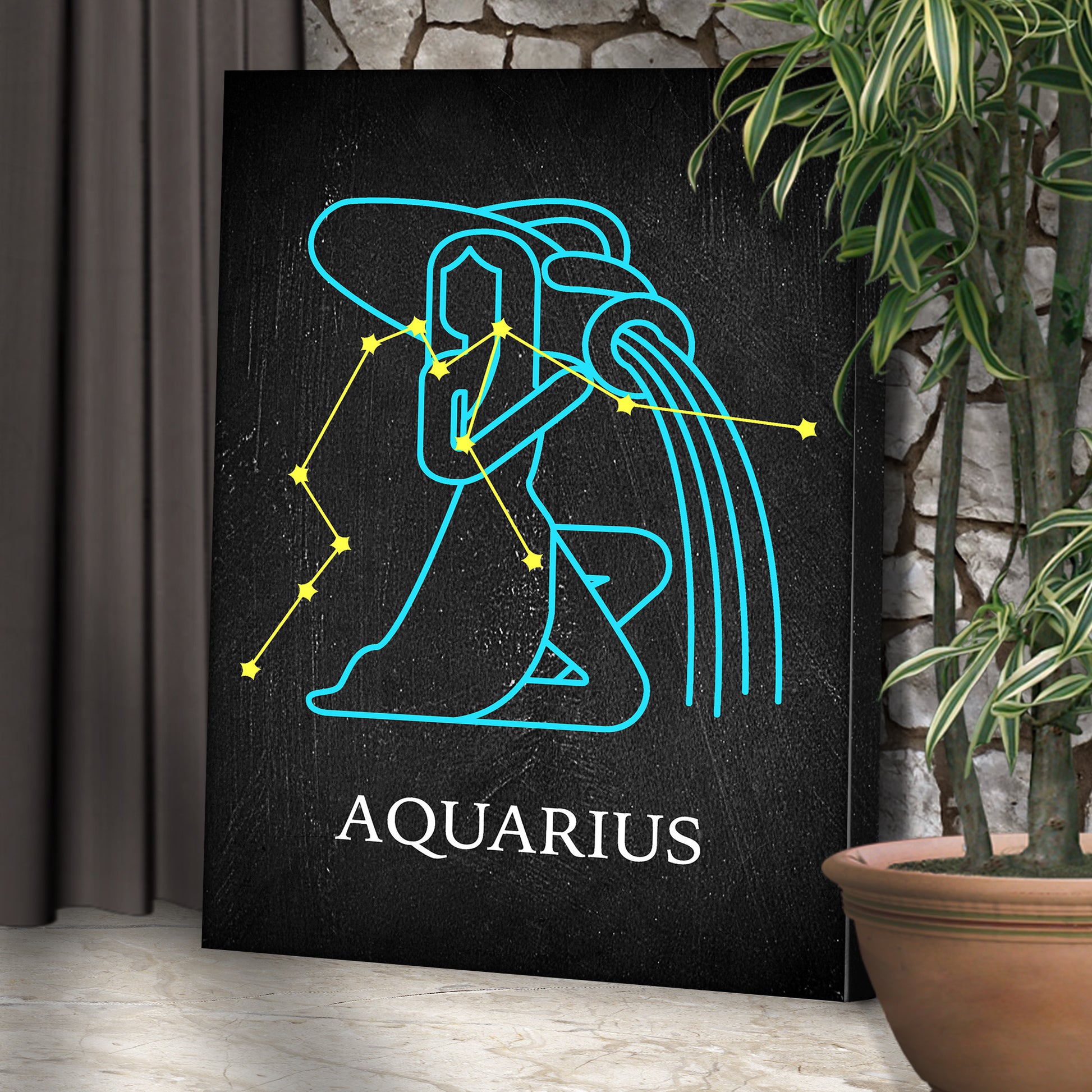 Aquarius Sign Chalk Drawing Canvas Wall Art Style 2 - Image by Tailored Canvases