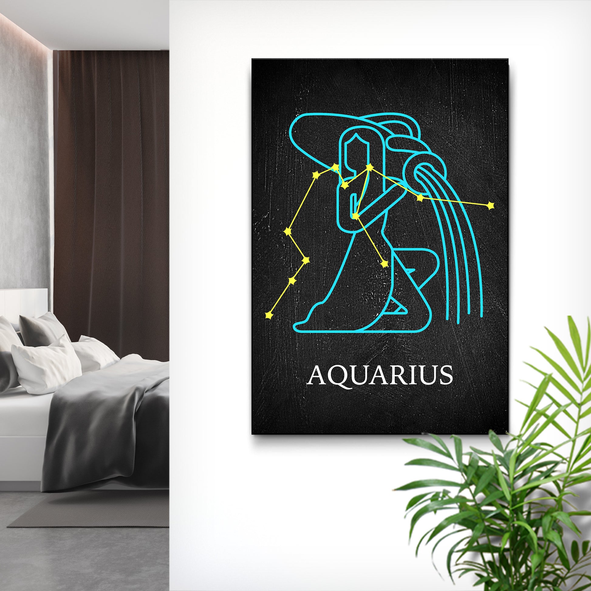 Aquarius Sign Chalk Drawing Canvas Wall Art Style 1 - Image by Tailored Canvases