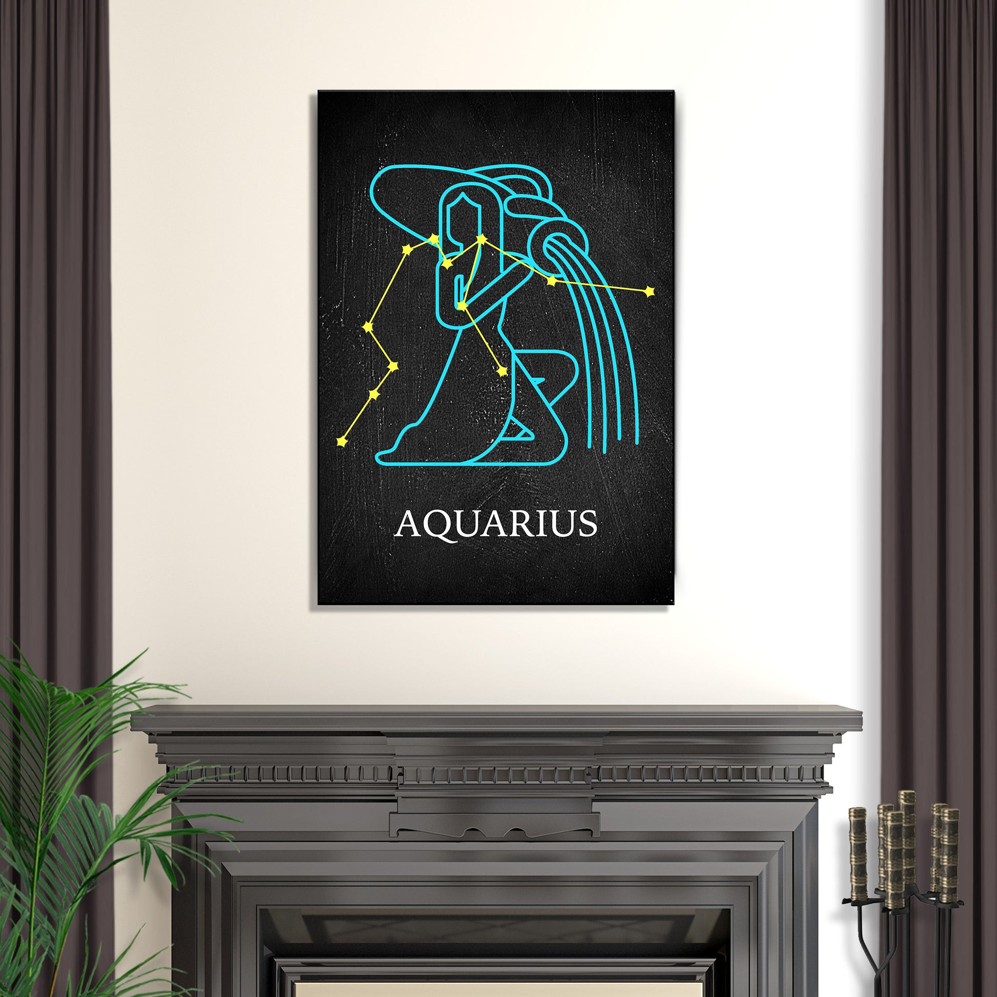 Aquarius Sign Chalk Drawing Canvas Wall Art  - Image by Tailored Canvases