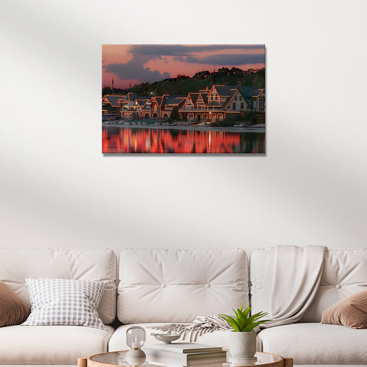 Houses Philadelphia Boathouse Row Canvas Wall Art Style 2 - Image by Tailored Canvases