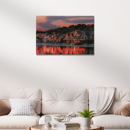 Houses Philadelphia Boathouse Row Canvas Wall Art Style 2 - Image by Tailored Canvases