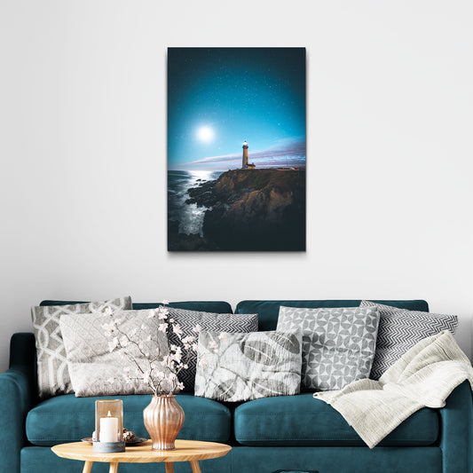 Star Over A Lighthouse Canvas Wall Art  - Image by Tailored Canvases