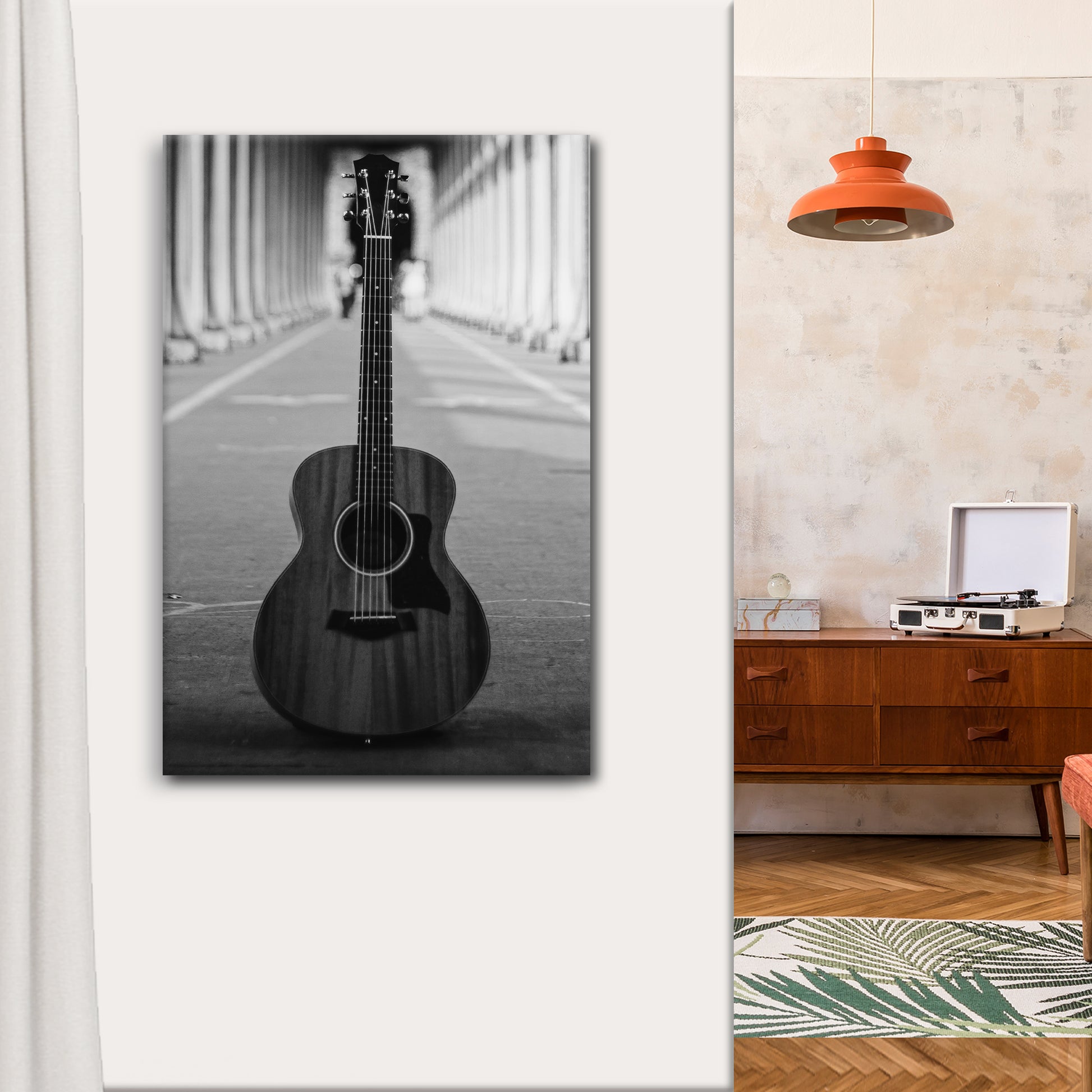 Guitar Monochrome Canvas Wall Art Style 2 - Image by Tailored Canvases