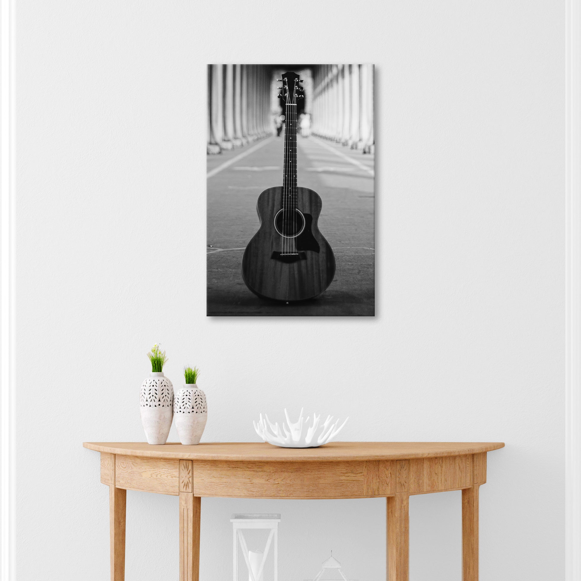 Guitar Monochrome Canvas Wall Art Style 1 - Image by Tailored Canvases