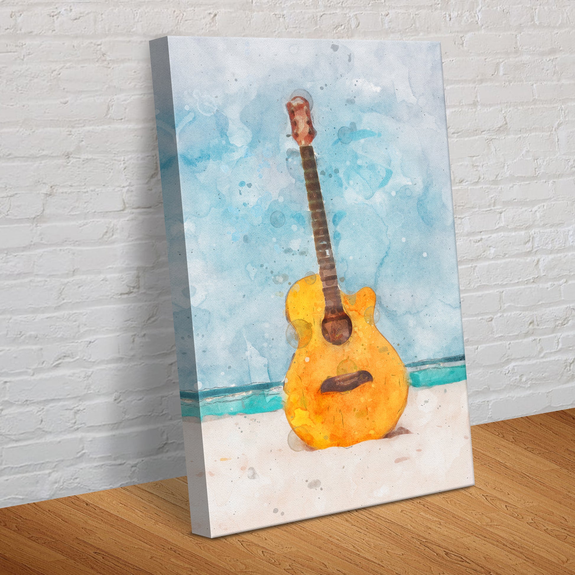 Guitar Watercolor Canvas Wall Art - Image by Tailored Canvases