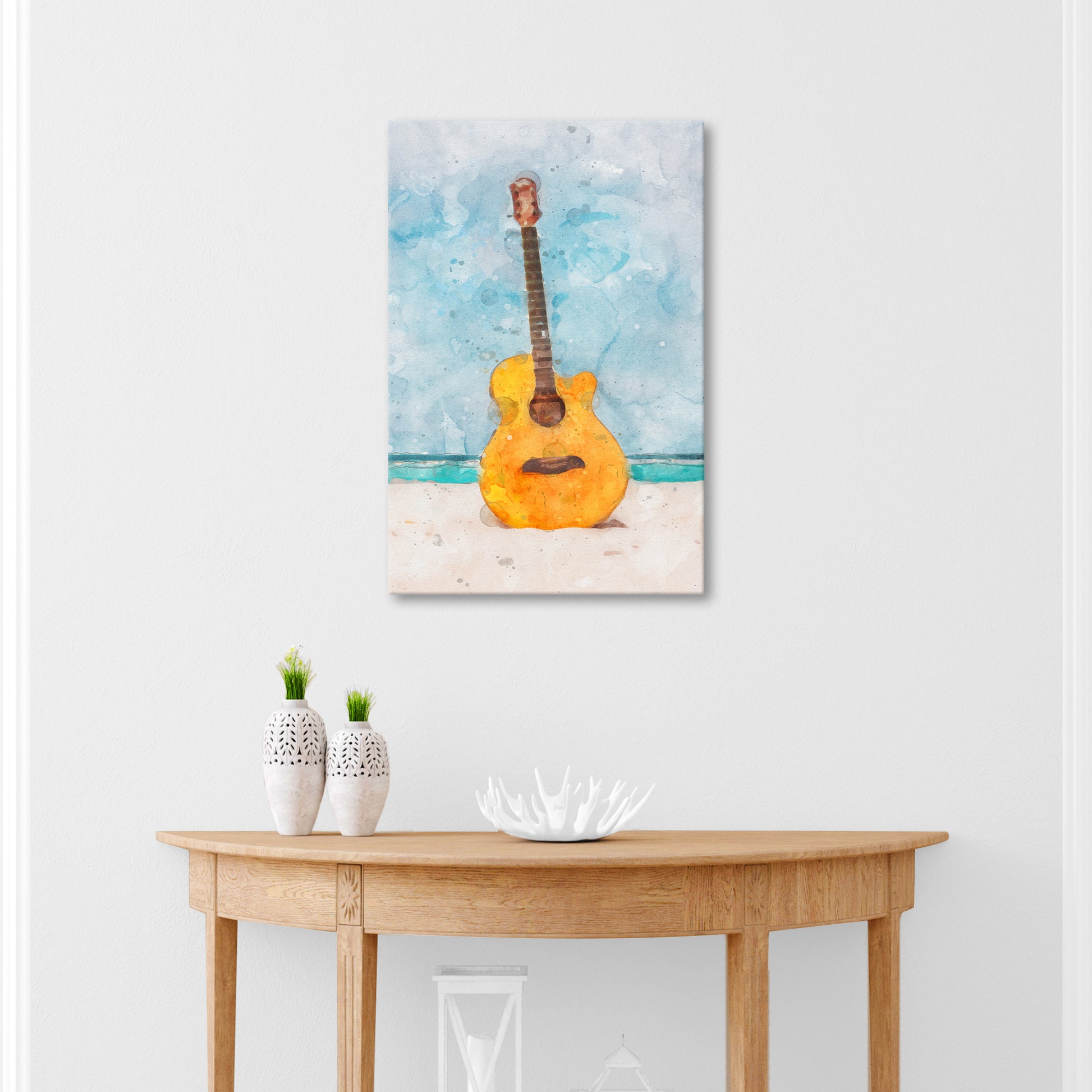 Guitar Watercolor Canvas Wall Art Style 1 - Image by Tailored Canvases