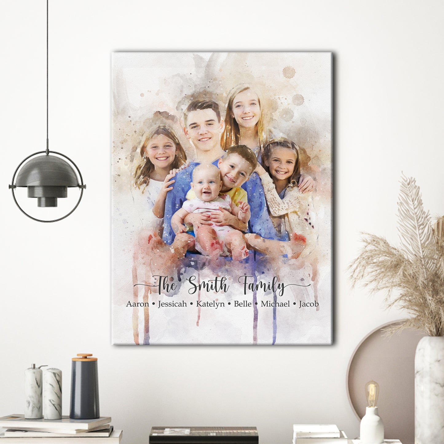 Watercolor Family Portrait Sign Style 2 - Image by Tailored Canvases