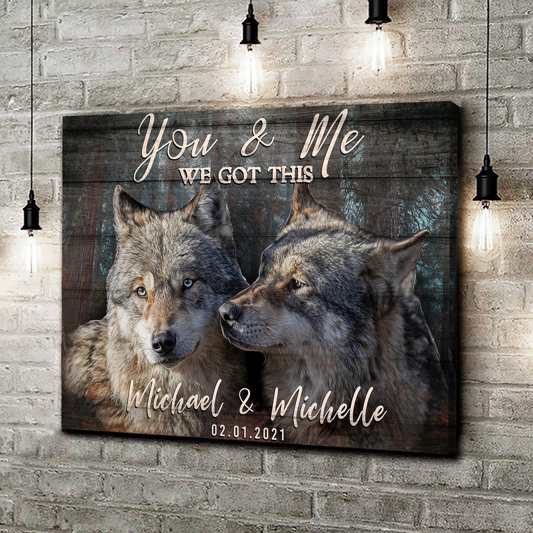 We Got This Couple Wolves Sign Style 2 - Image by Tailored Canvases