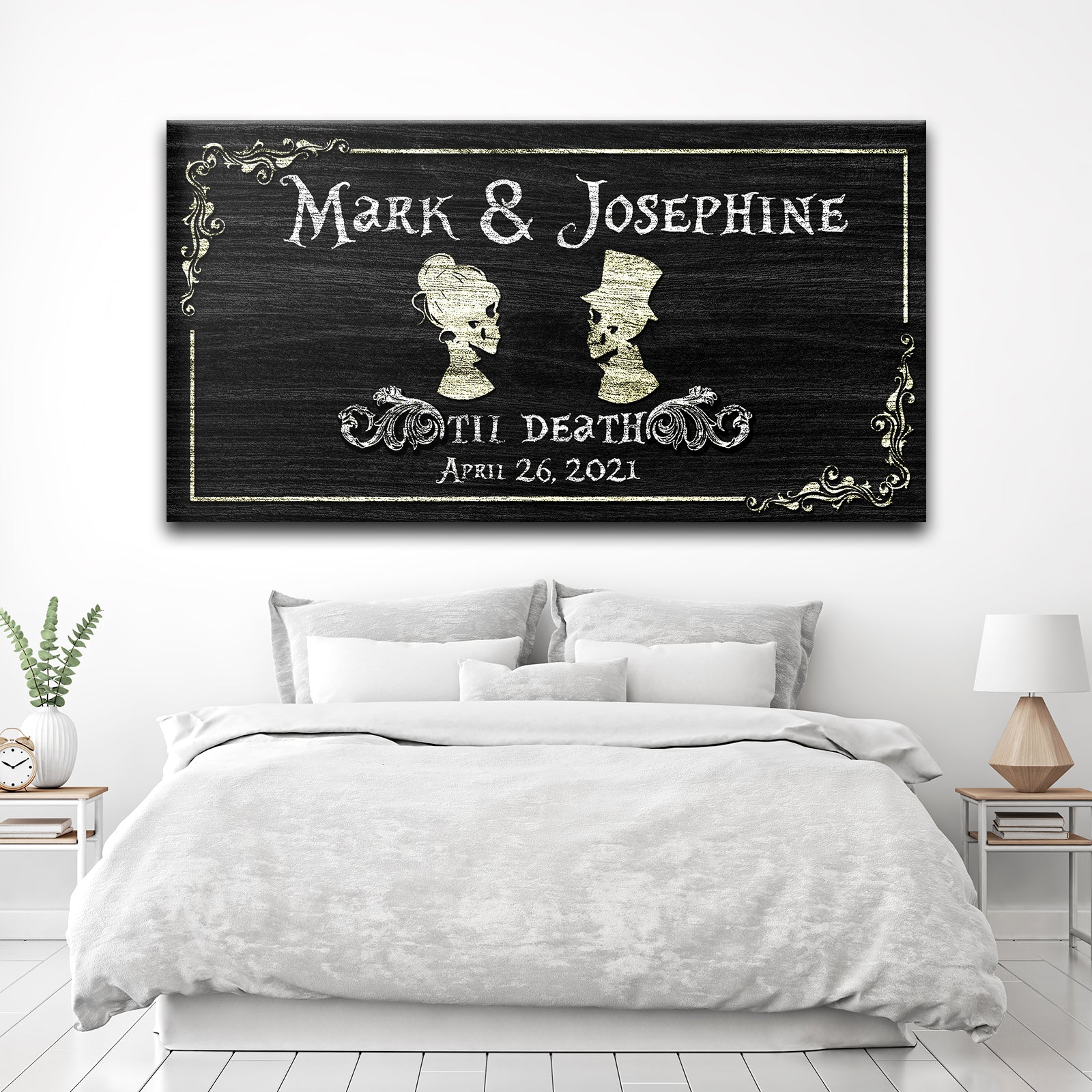 Till Death Do Us Part Skeleton Couple Sign Style 2 - Image by Tailored Canvases