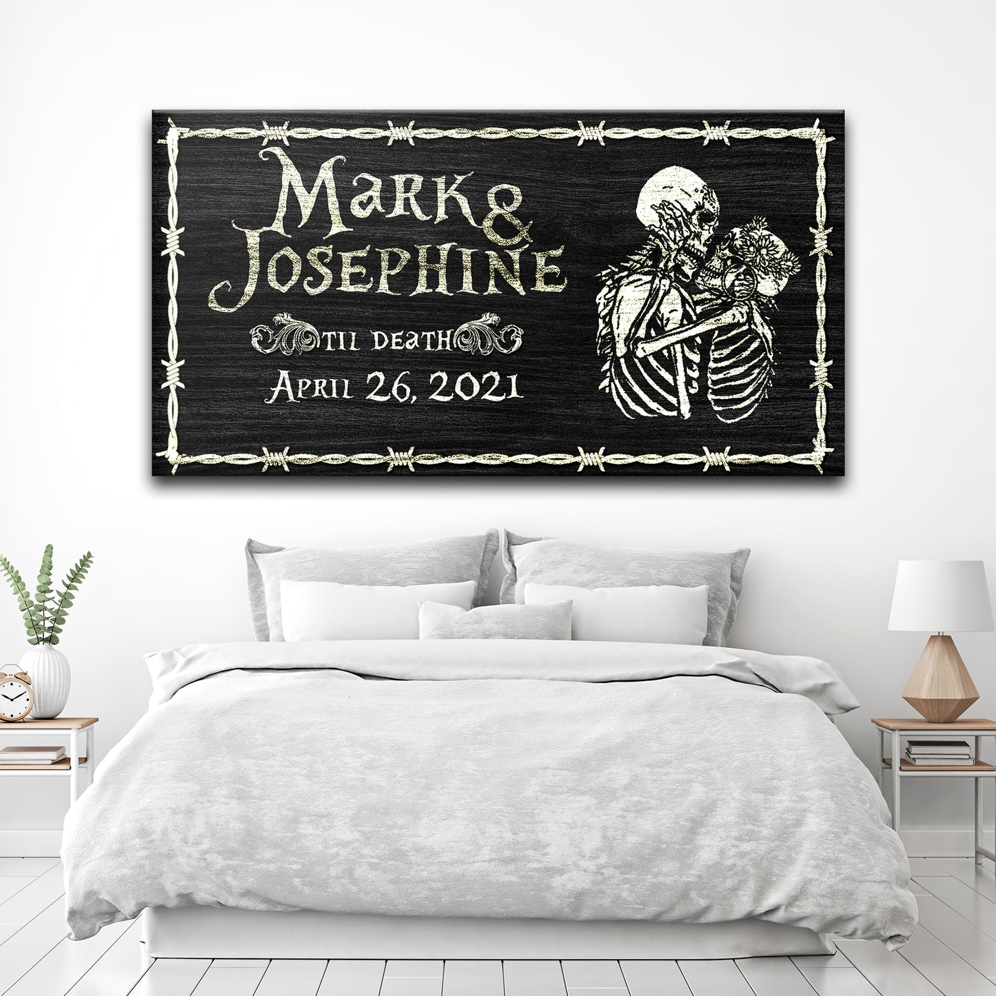 Till Death Do Us Part Skeleton Couple Sign Style 3 - Image by Tailored Canvases