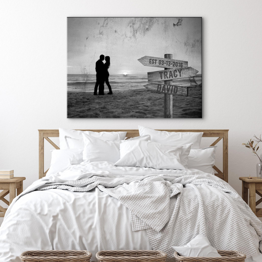 Monochrome Sunset Couple Sign - Image by Tailored Canvases