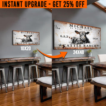 Upgrade Your 'Cattle Ranch' (Style 1) Canvas To 24x48 Inches (Free Shipping)