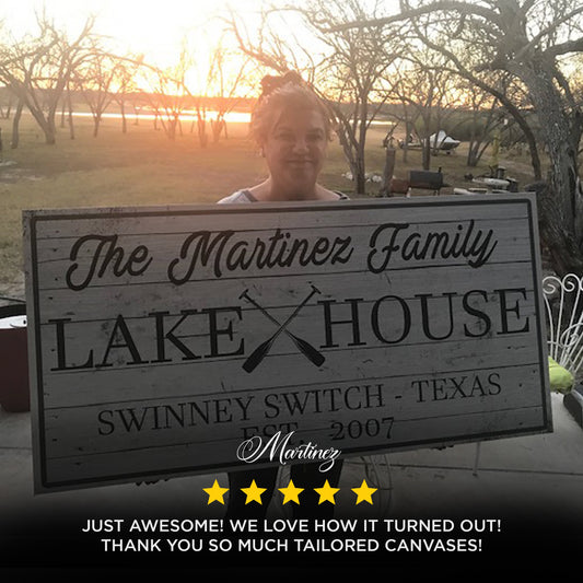 Family Lake House Paddle Sign Style 2 - Image by Tailored Canvases
