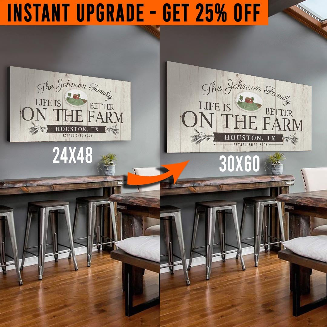 Upgrade Your 48x24 Inches 'Life is Better on the farm' (Style 1) Canvas To 60x30 Inches