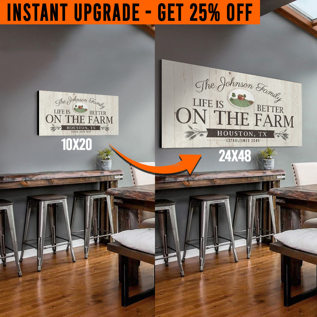 Upgrade Your 20x10 Inches 'Life is better on the Farm' (Style 1) Canvas To 48x24 Inches