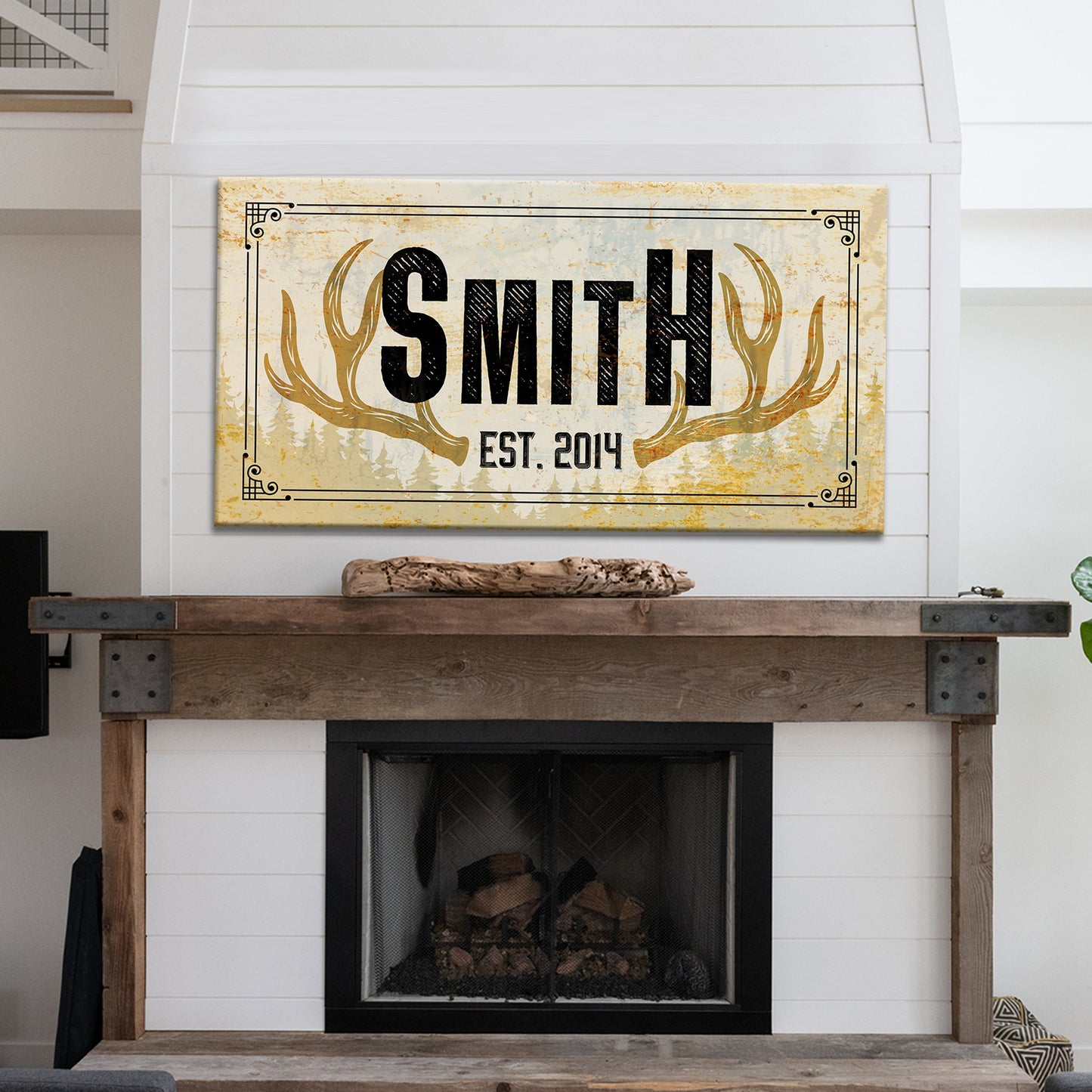 Rustic Family Antler Sign III Style 1 - Image by Tailored Canvases