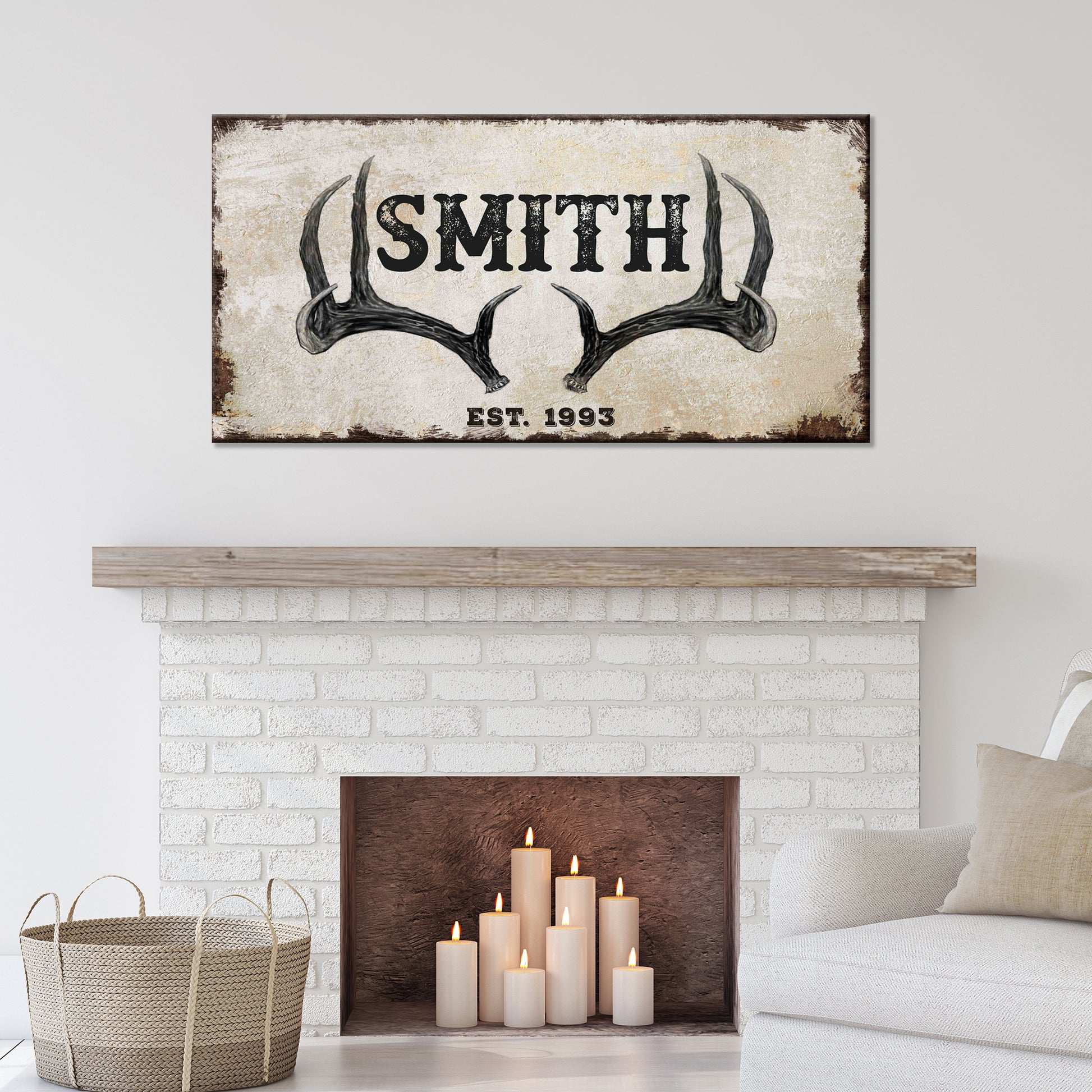 Rustic Family Antler Sign II Style 1 - Image by Tailored Canvases