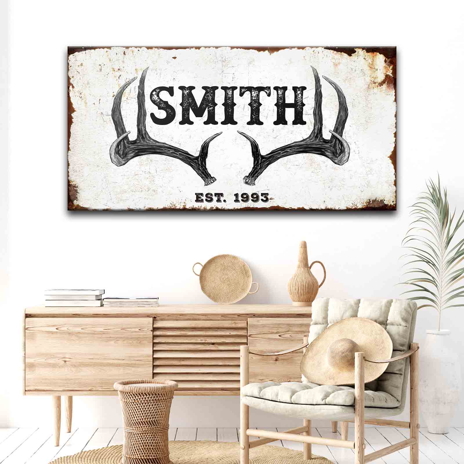Rustic Family Antler Sign II Style 2 - Image by Tailored Canvases