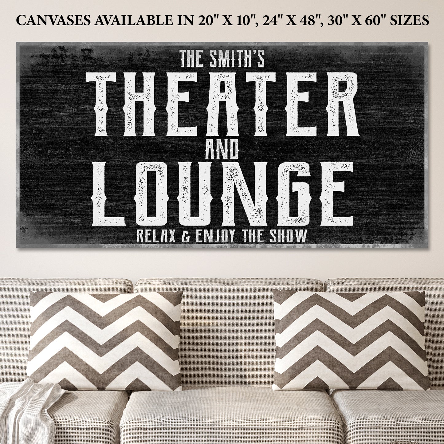 Family Theater and Lounge Sign I Style 2 - Image by Tailored Canvases