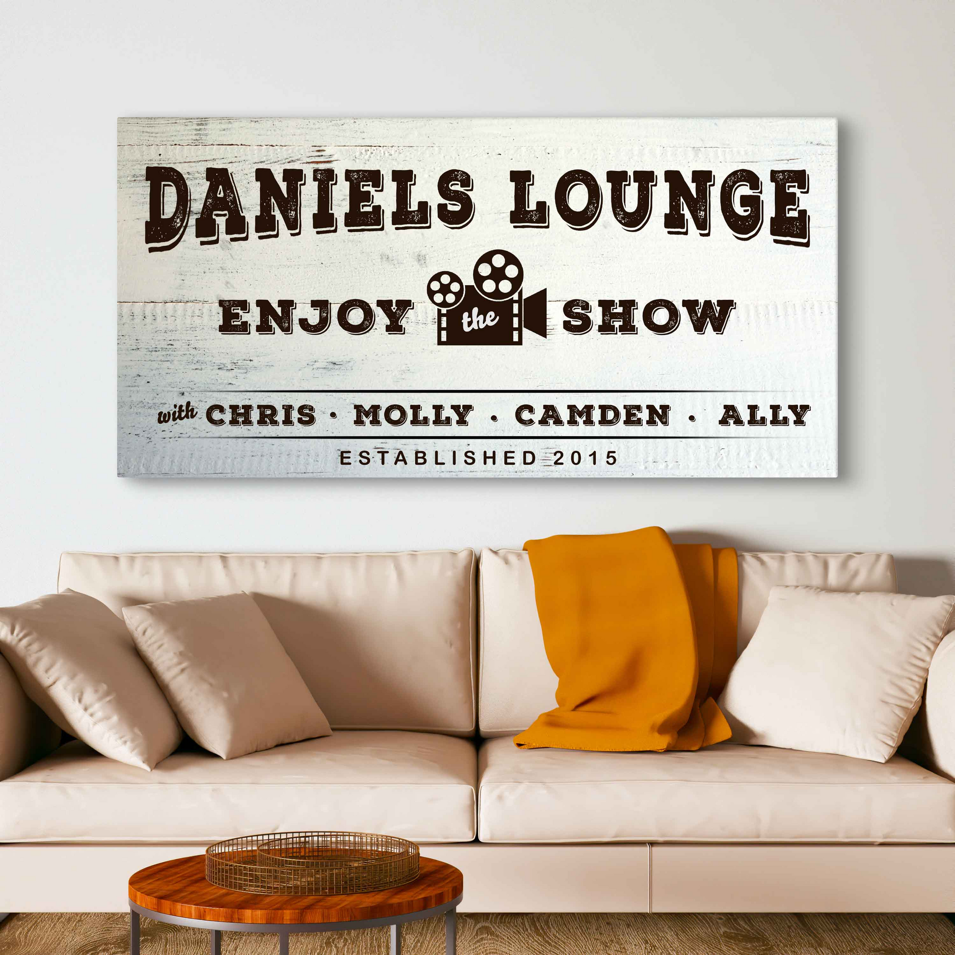 Enjoy the Show Family Cinema Sign Style 1 - Image by Tailored Canvases