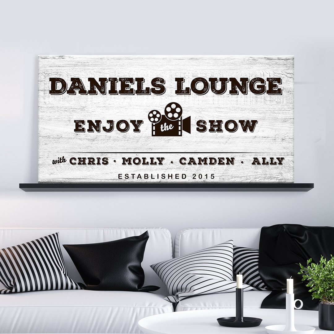 Enjoy the Show Family Cinema Sign Style 2 - Image by Tailored Canvases