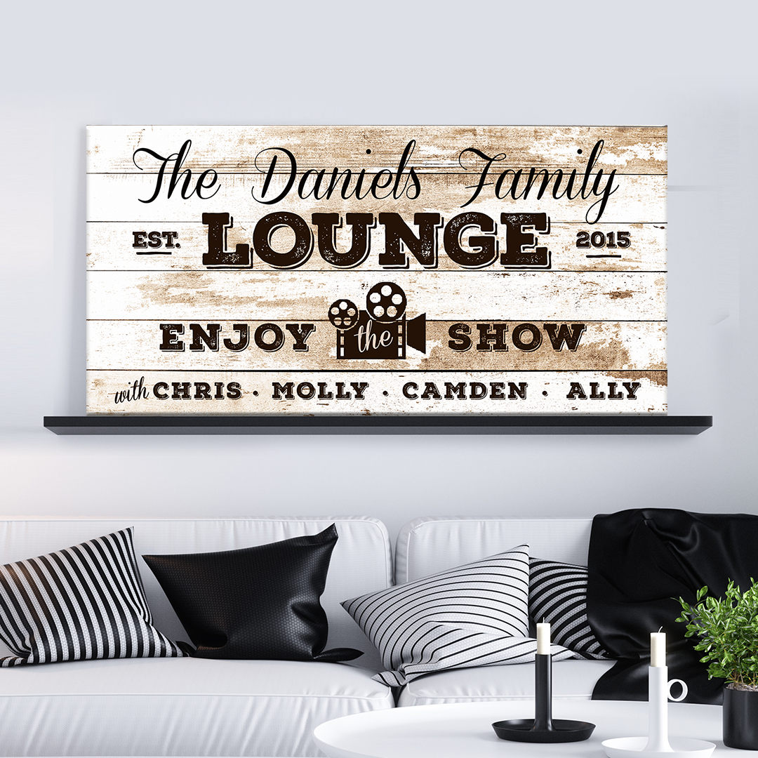 Enjoy the Show Family Cinema Sign Style 3 - Image by Tailored Canvases