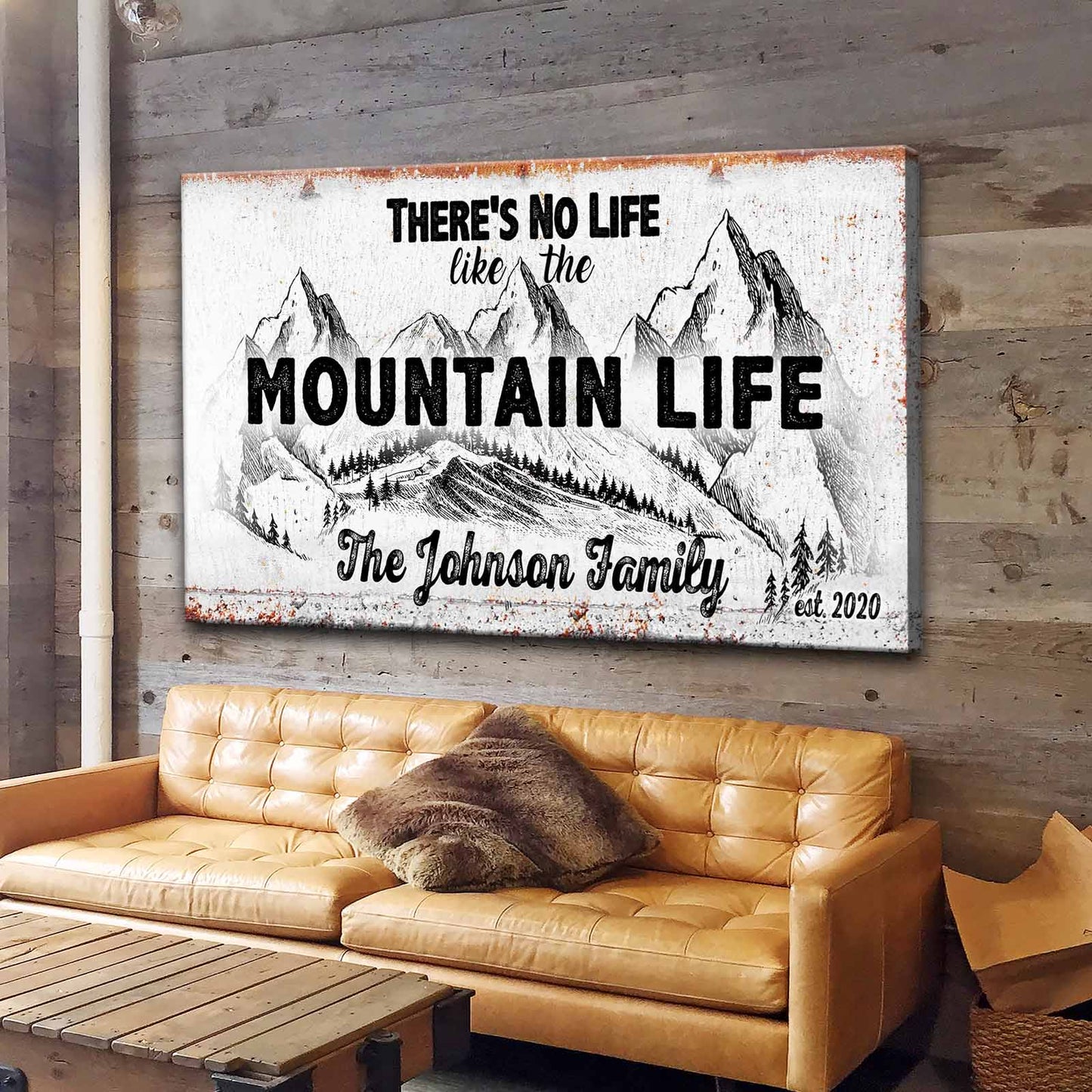 Family Mountain Life Sign Style 1 - Image by Tailored Canvases