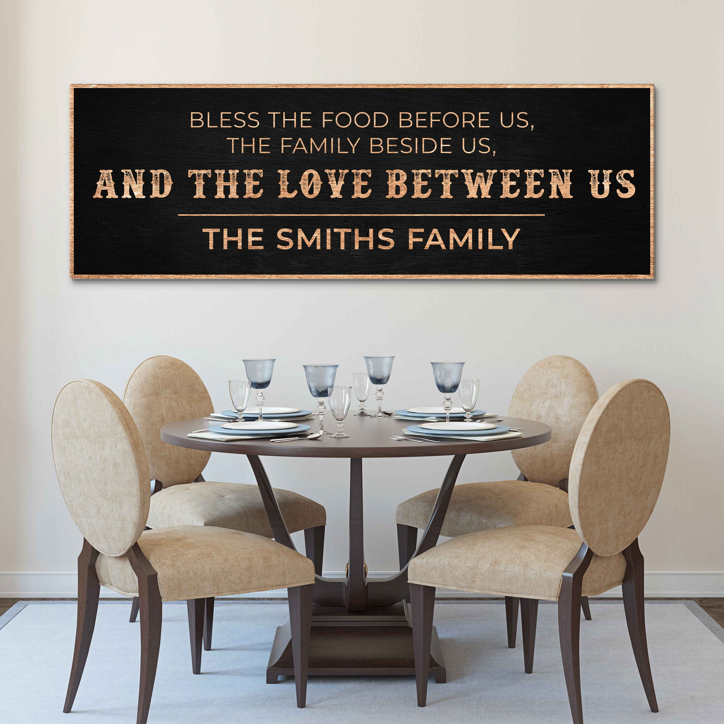 Family Blessing: Bless the Food Sign Style 1 - Image by Tailored Canvases