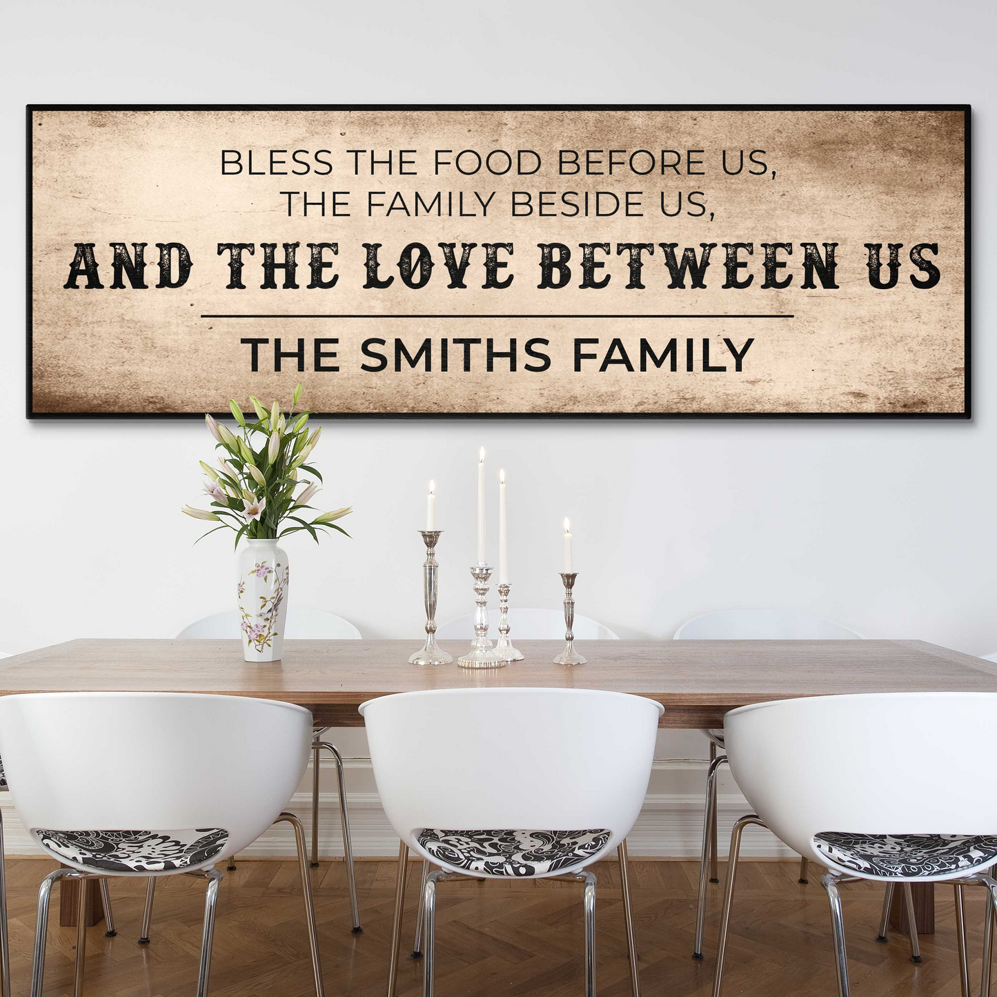 Family Blessing: Bless the Food Sign Style 3 - Image by Tailored Canvases