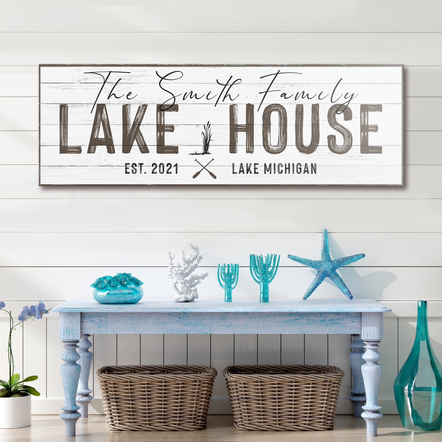 Classic Family Lake House Sign Style 1 - Image by Tailored Canvases