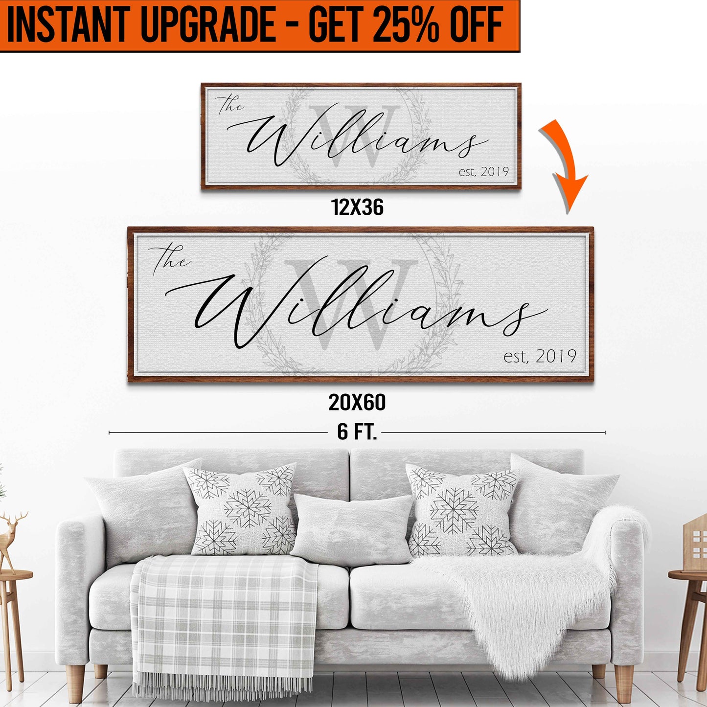 Upgrade Your 'Family Sign' (Style 1) Canvas To 20x60 Inches