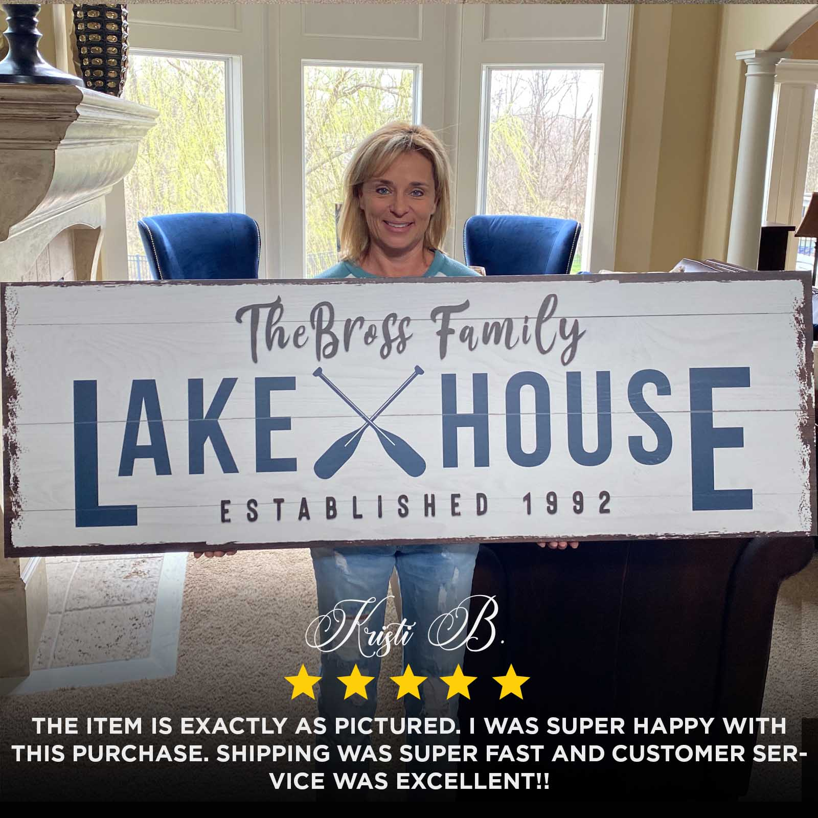 Family Lake House Arrow Sign Style 1 - Image by Tailored Canvases