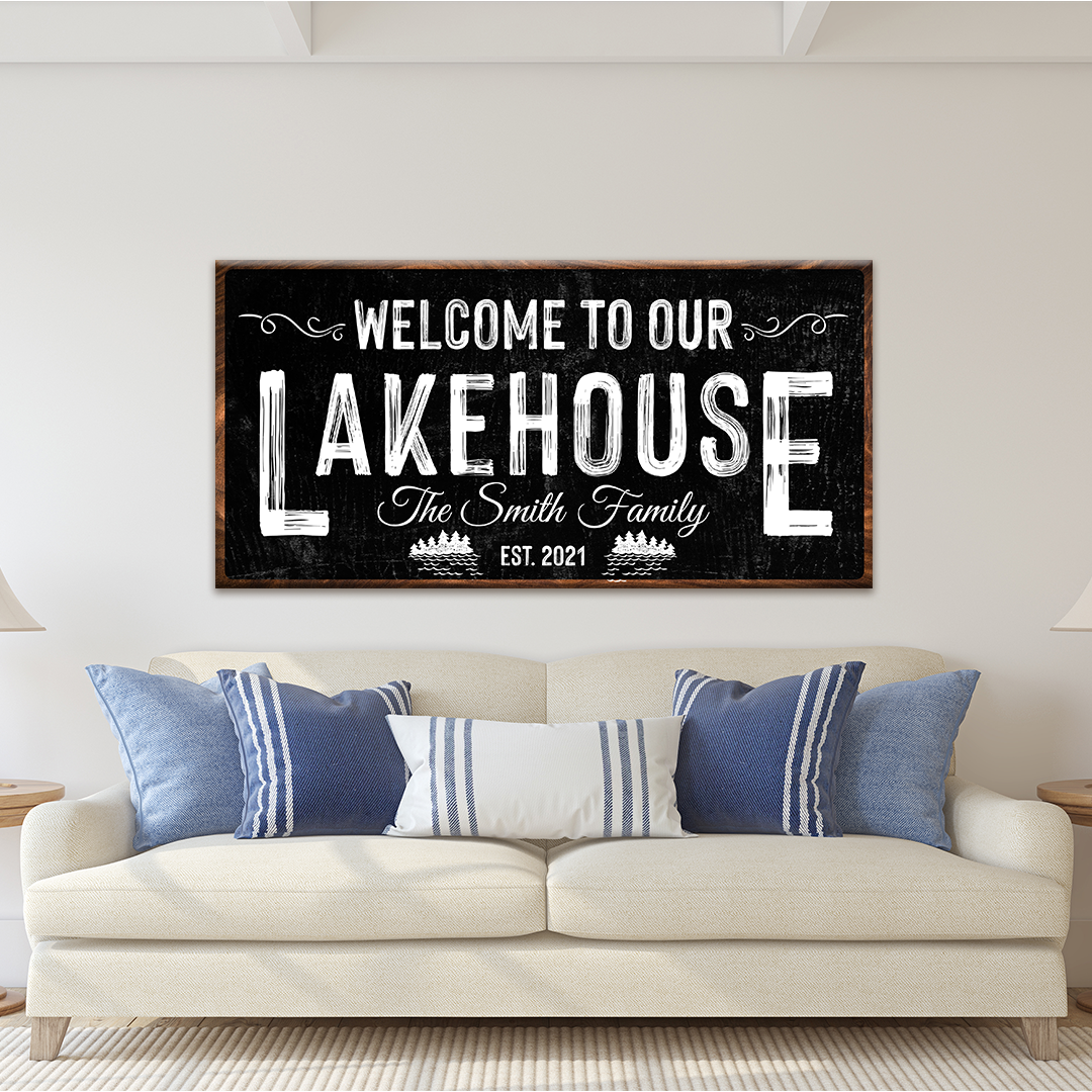 Welcome to our Lakehouse Sign Style 2 - Image by Tailored Canvases