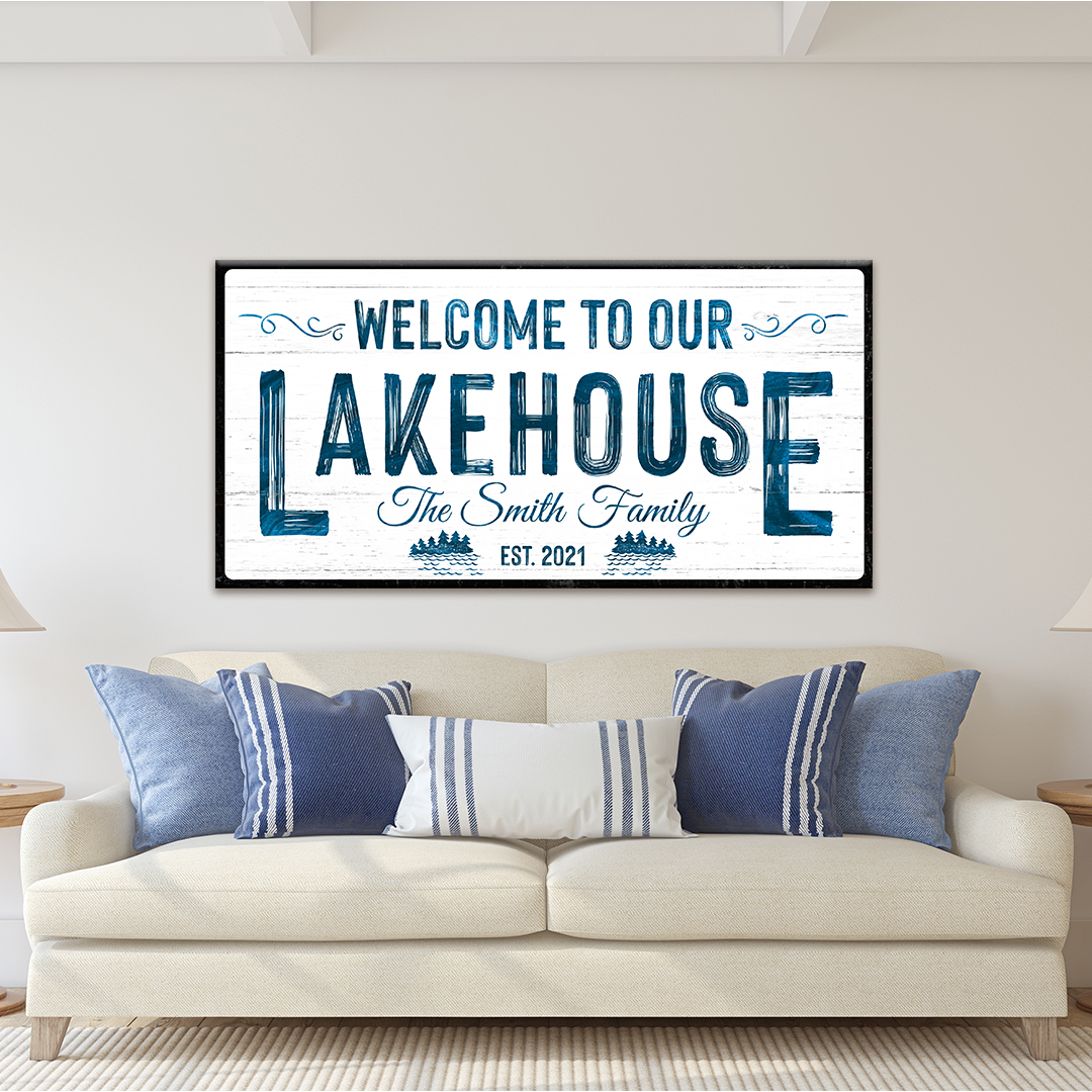 Welcome to our Lakehouse Sign Style 3 - Image by Tailored Canvases