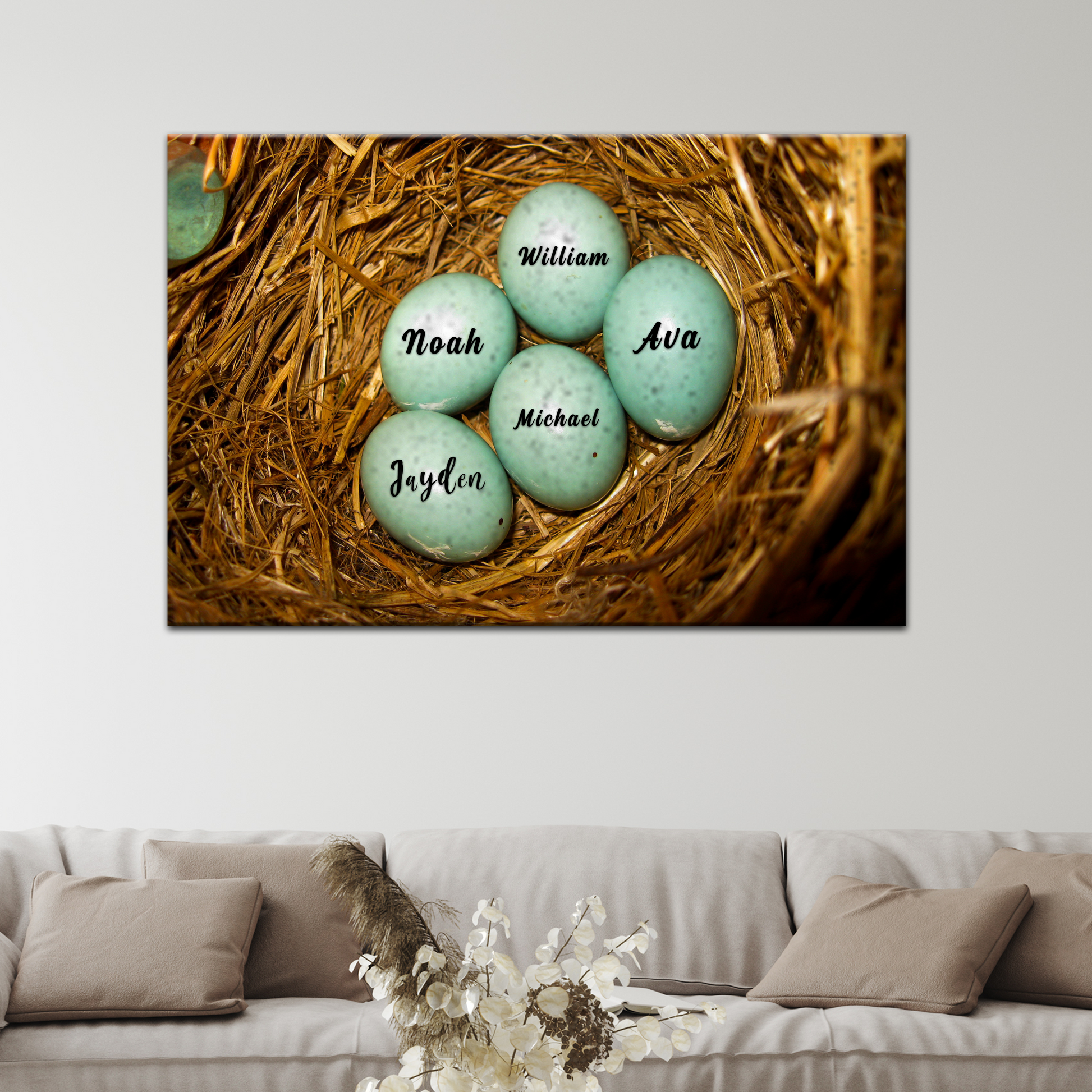 Robin Eggs Names Sign Style 3 - Image by Tailored Canvases