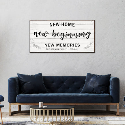 New Home, New Beginning Sign - Image by Tailored Canvases
