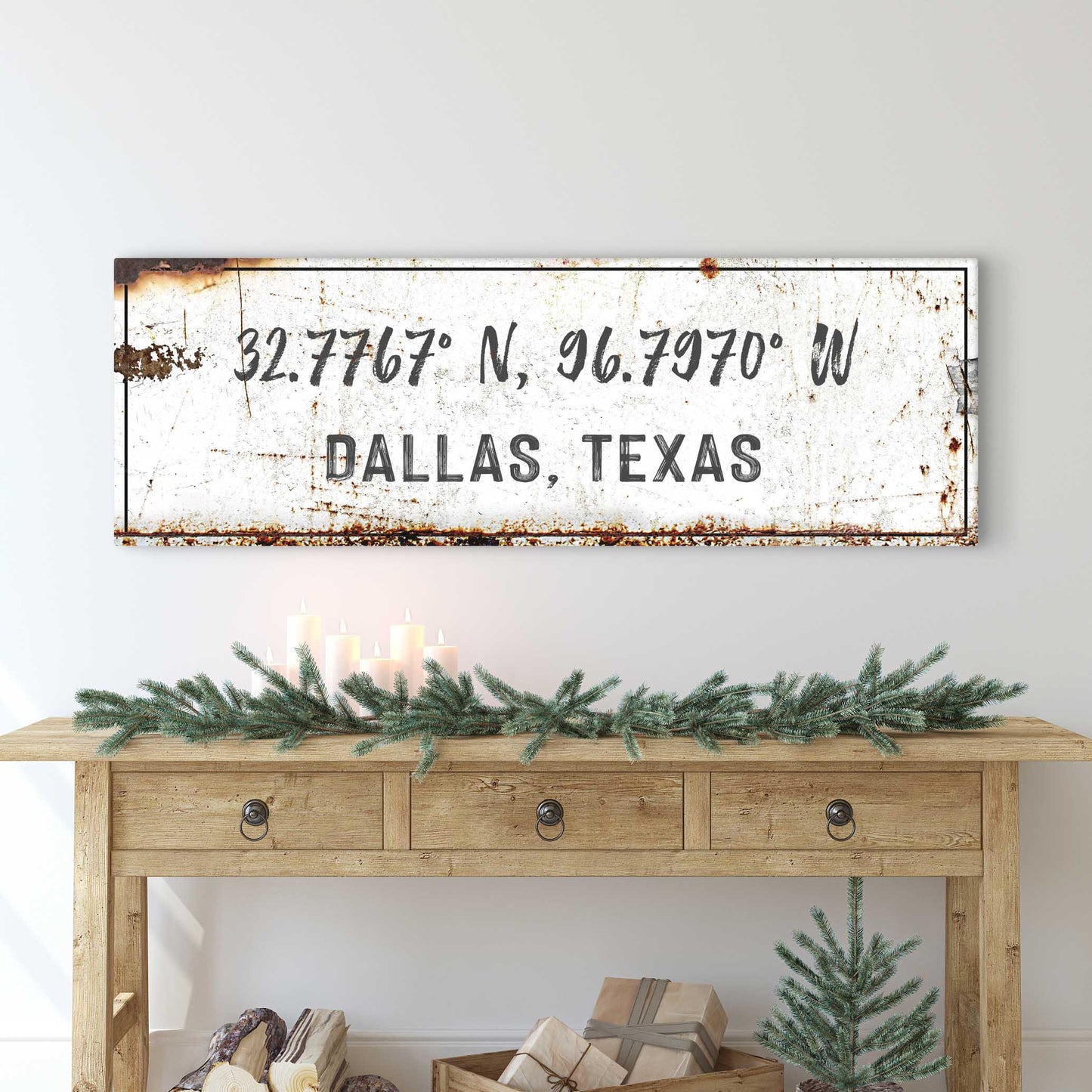 Home Coordinates Rustic Sign - Image by Tailored Canvases