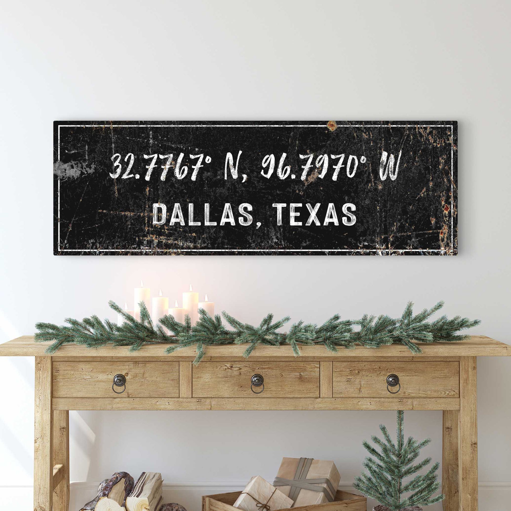 Home Coordinates Rustic Sign Style 2 - Image by Tailored Canvases