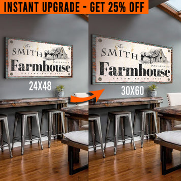 Upgrade Your 48x24 Inches 'Rustic Horse Farmhouse' (Style 2) Canvas To 60x30 Inches