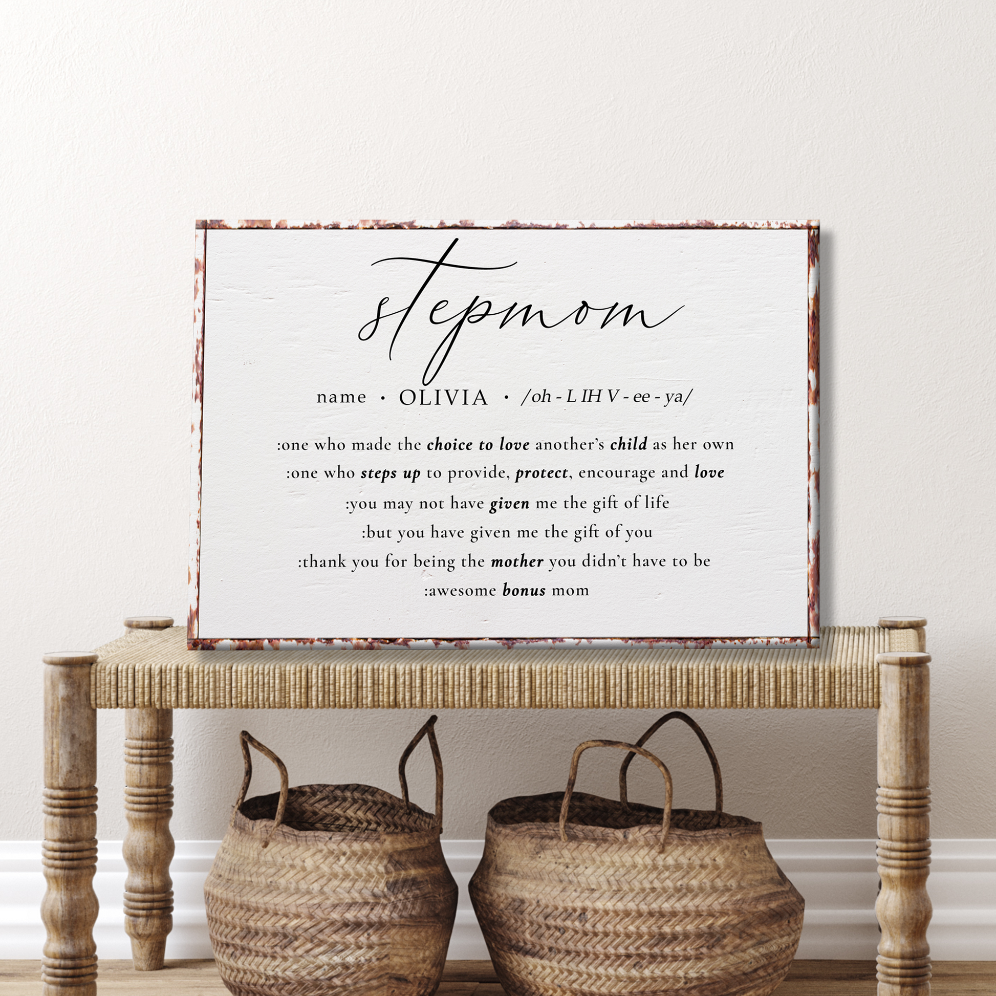 Thank you, Stepmom Sign Style 1 - Image by Tailored Canvases