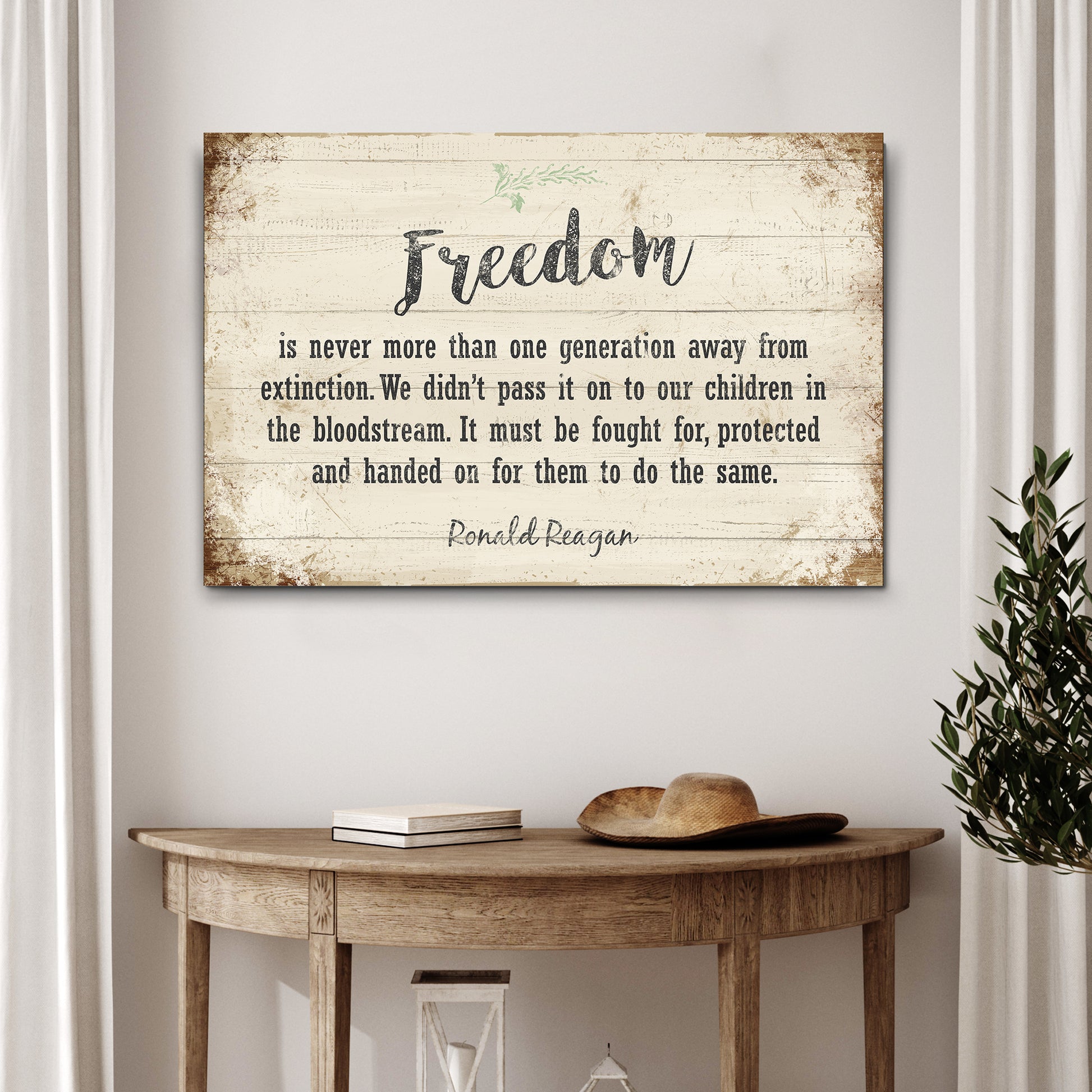 Freedom By Ronald Reagan Sign II Style 2 - Image by Tailored Canvases