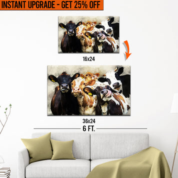 Upgrade Your 16x24 Inches 'Cows Cattle Portrait' Canvas To 36x24 Inches