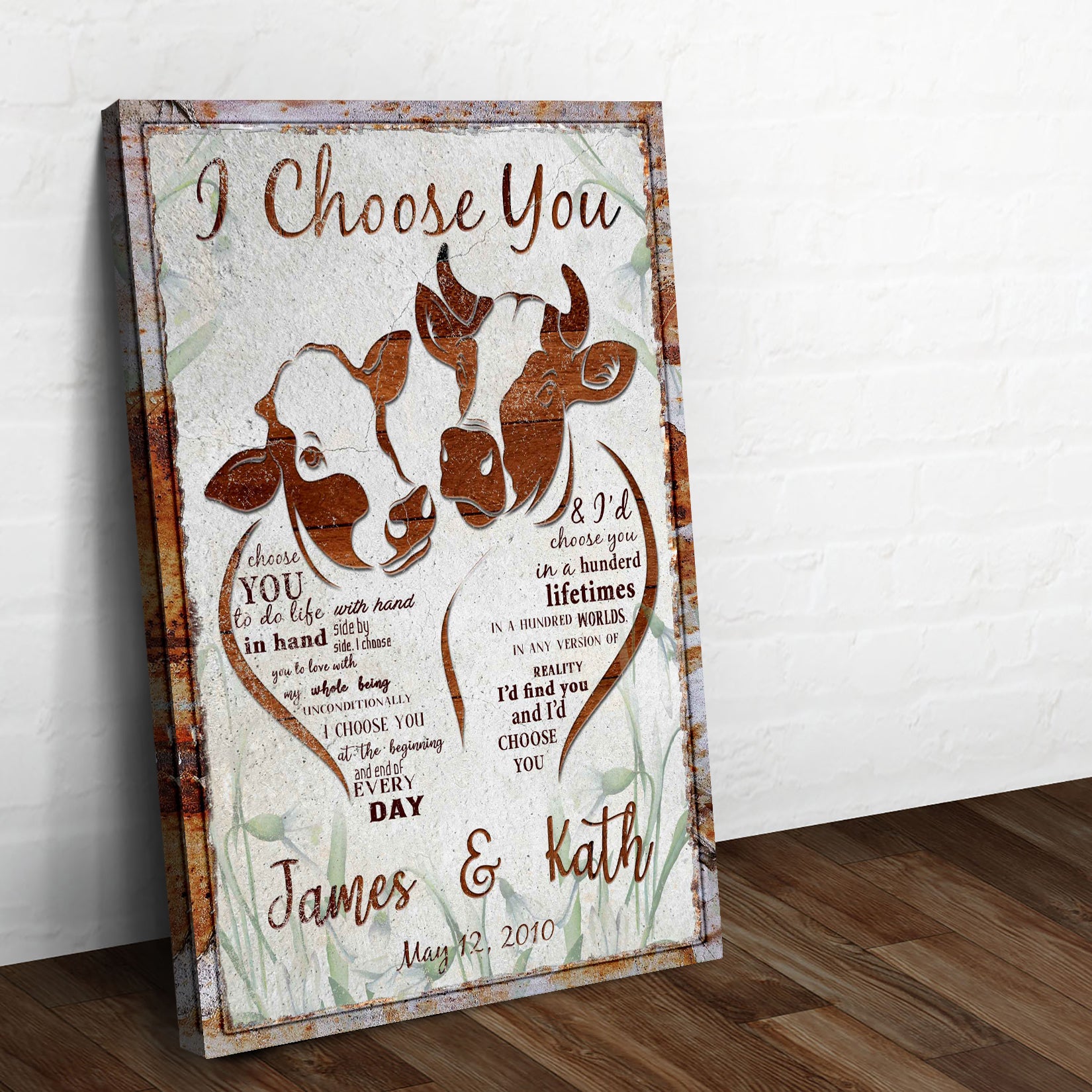 I Choose You Cow Couple Sign - Image by Tailored Canvases