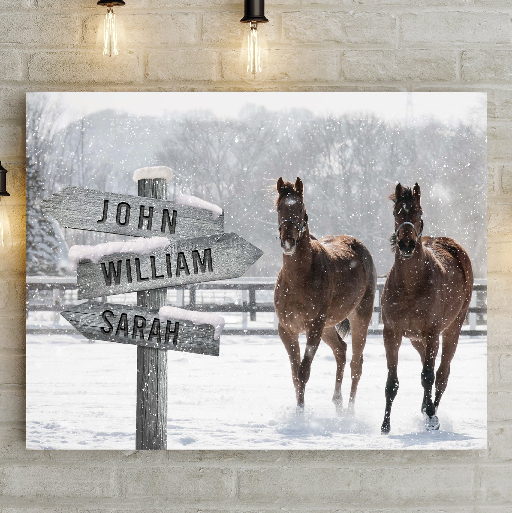 Snow Horses Vintage Name Sign - Image by Tailored Canvases