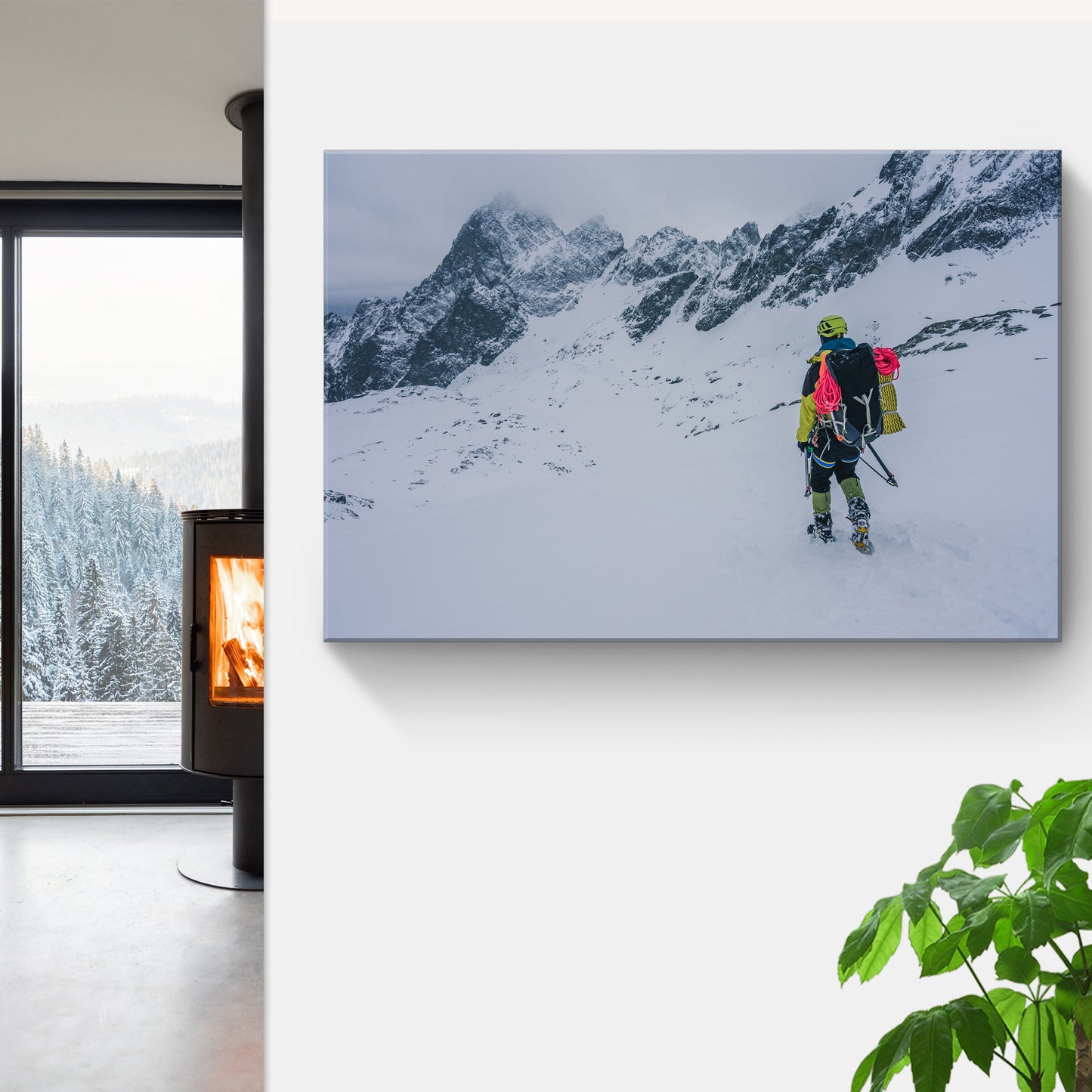 Skiing On Snowy Mountain Canvas Wall Art - Image by Tailored Canvases