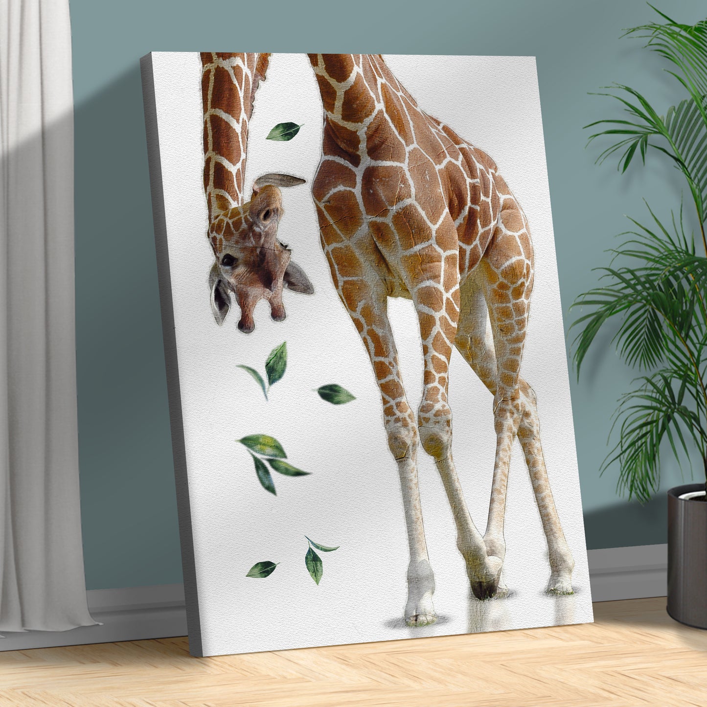 Upside Down Giraffe Head Portrait Canvas Wall Art Style 1 - Image by Tailored Canvases