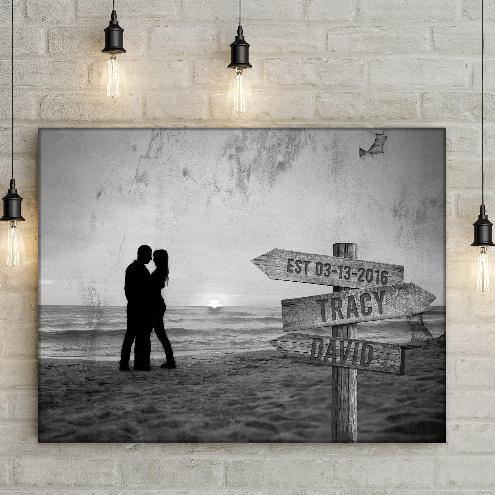 Monochrome Sunset Couple Sign - Image by Tailored Canvases