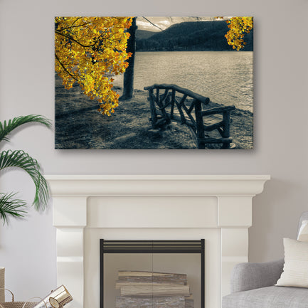 Lake Side Yellow Maple Tree Canvas Wall Art - Image by Tailored Canvases