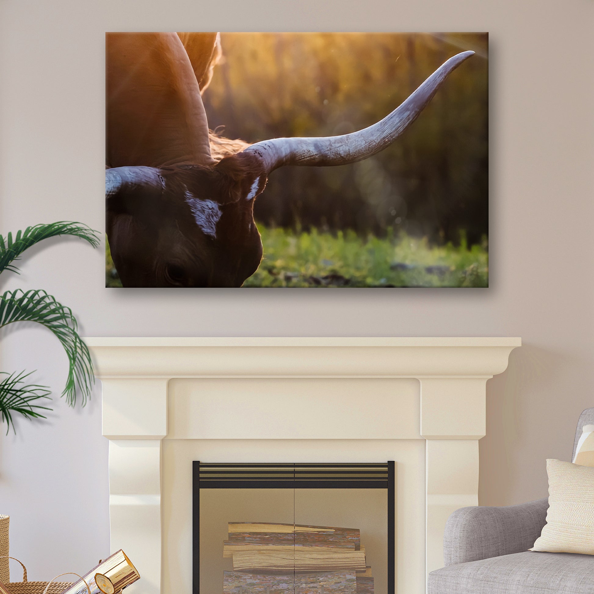 Texas Longhorn Cattle Head Canvas Wall Art - Image by Tailored Canvases