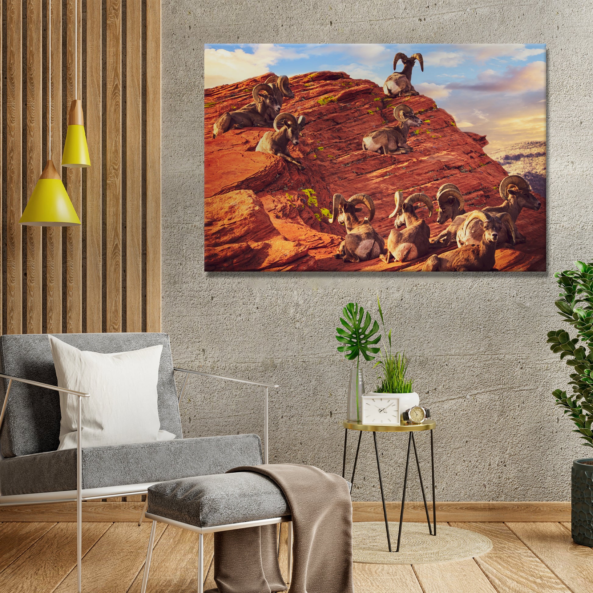 Big Horn Sheep Landscape Canvas Wall Art Style 2 - Image by Tailored Canvases